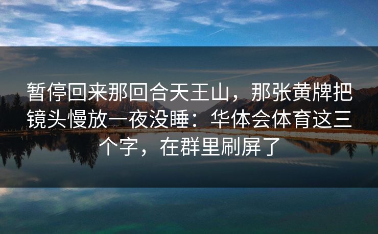 暂停回来那回合天王山，那张黄牌把镜头慢放一夜没睡：华体会体育这三个字，在群里刷屏了