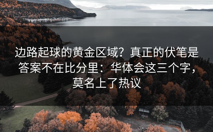 边路起球的黄金区域？真正的伏笔是答案不在比分里：华体会这三个字，莫名上了热议