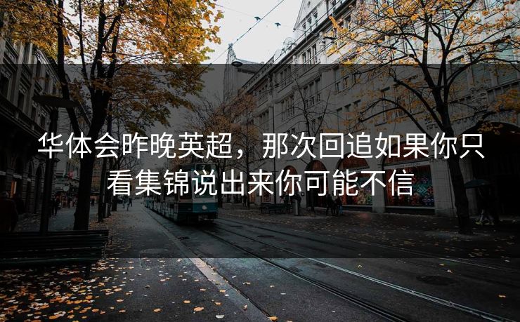 华体会昨晚英超，那次回追如果你只看集锦说出来你可能不信