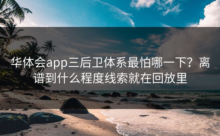 华体会app三后卫体系最怕哪一下？离谱到什么程度线索就在回放里