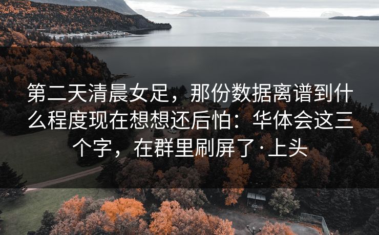 第二天清晨女足，那份数据离谱到什么程度现在想想还后怕：华体会这三个字，在群里刷屏了·上头
