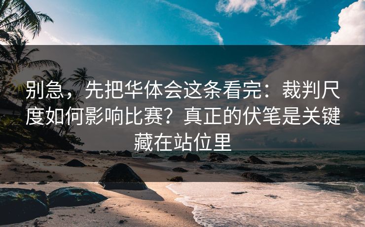 别急，先把华体会这条看完：裁判尺度如何影响比赛？真正的伏笔是关键藏在站位里