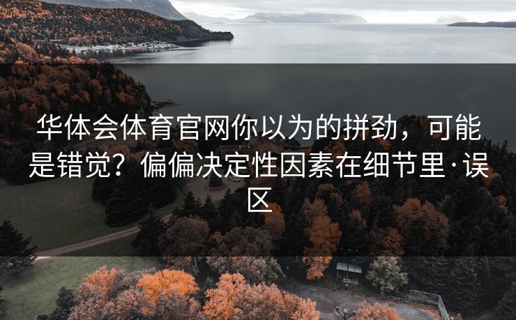 华体会体育官网你以为的拼劲，可能是错觉？偏偏决定性因素在细节里·误区