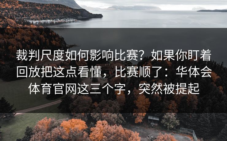 裁判尺度如何影响比赛？如果你盯着回放把这点看懂，比赛顺了：华体会体育官网这三个字，突然被提起
